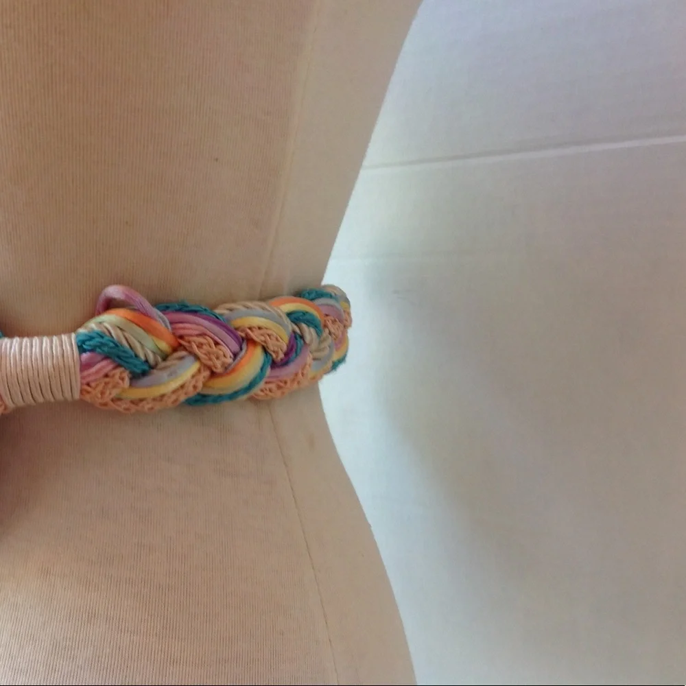 1980's Pastel Belt Braided Cording Ceramic Buckle